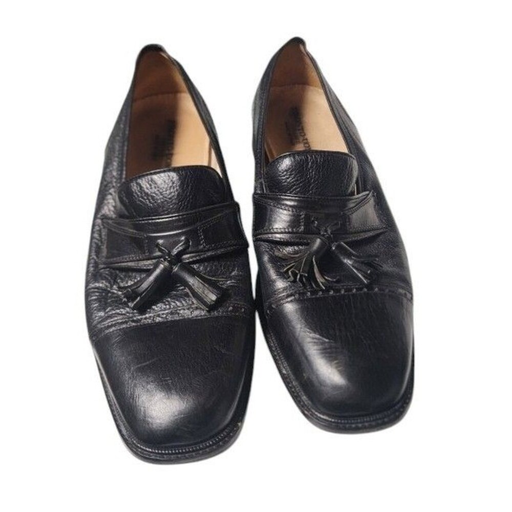 Pronto Uomo Black Italian Leather Loafers Size 11.5 Designer Tassel